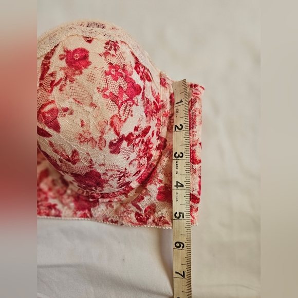 Jessica Simpson Womens Pink Floral Longline Strapless Padded Bra Size 38C - Picture 8 of 8